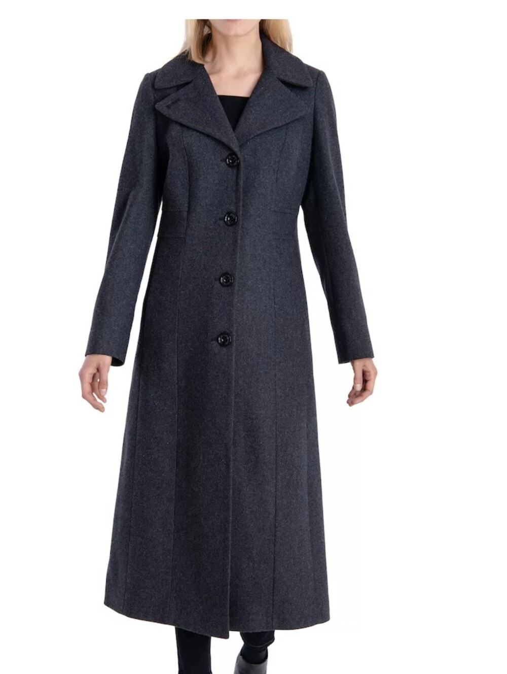 Anne Klein Long Charcoal Gray Wool-Blend Trench Coat Size 6